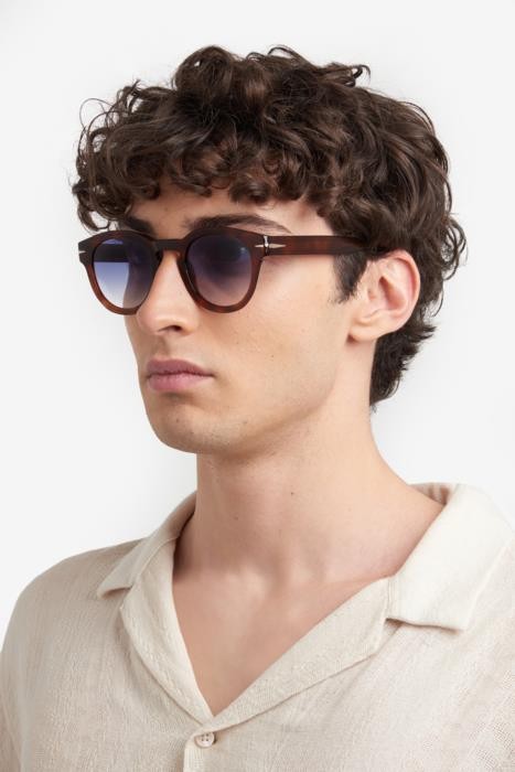 Sunglasses David Beckham Db 7041/S FLAT 206609 (WR9 08) color brown havana shape pantos lenses dk blue shaded