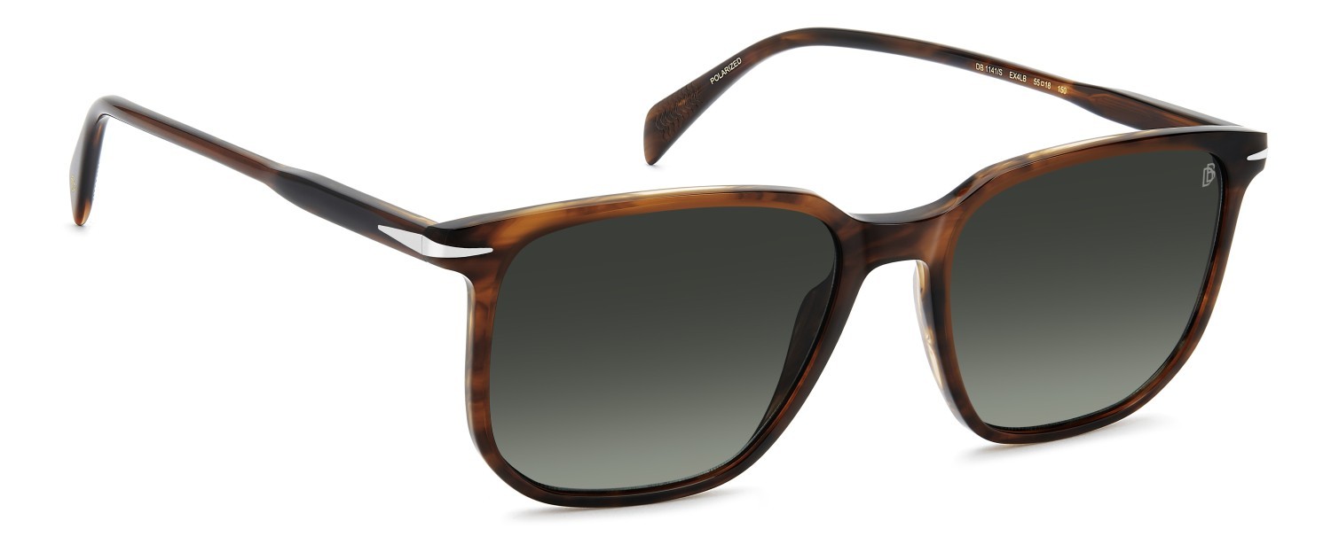 Sunglasses David Beckham Db 1141/S 206611 EX4 LB color brown horn shape rectangle lenses green shaded polarized