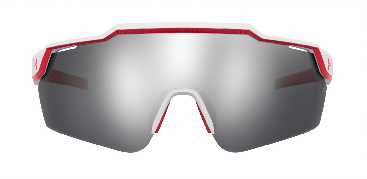 Sunglasses Under Armour Ua Levelup 206626 5SK QI color matte red white shape mask lenses silver oleophobic