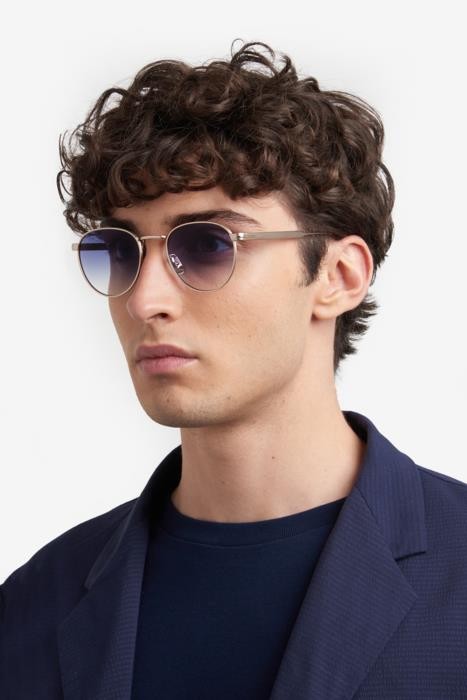 Sunglasses David Beckham Db 1142/S 206636 (AOZ 08) color matte gold shape pantos lenses dk blue shaded