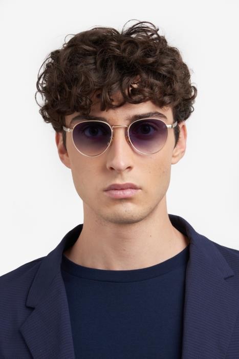 Sunglasses David Beckham Db 1142/S 206636 (AOZ 08) color matte gold shape pantos lenses dk blue shaded