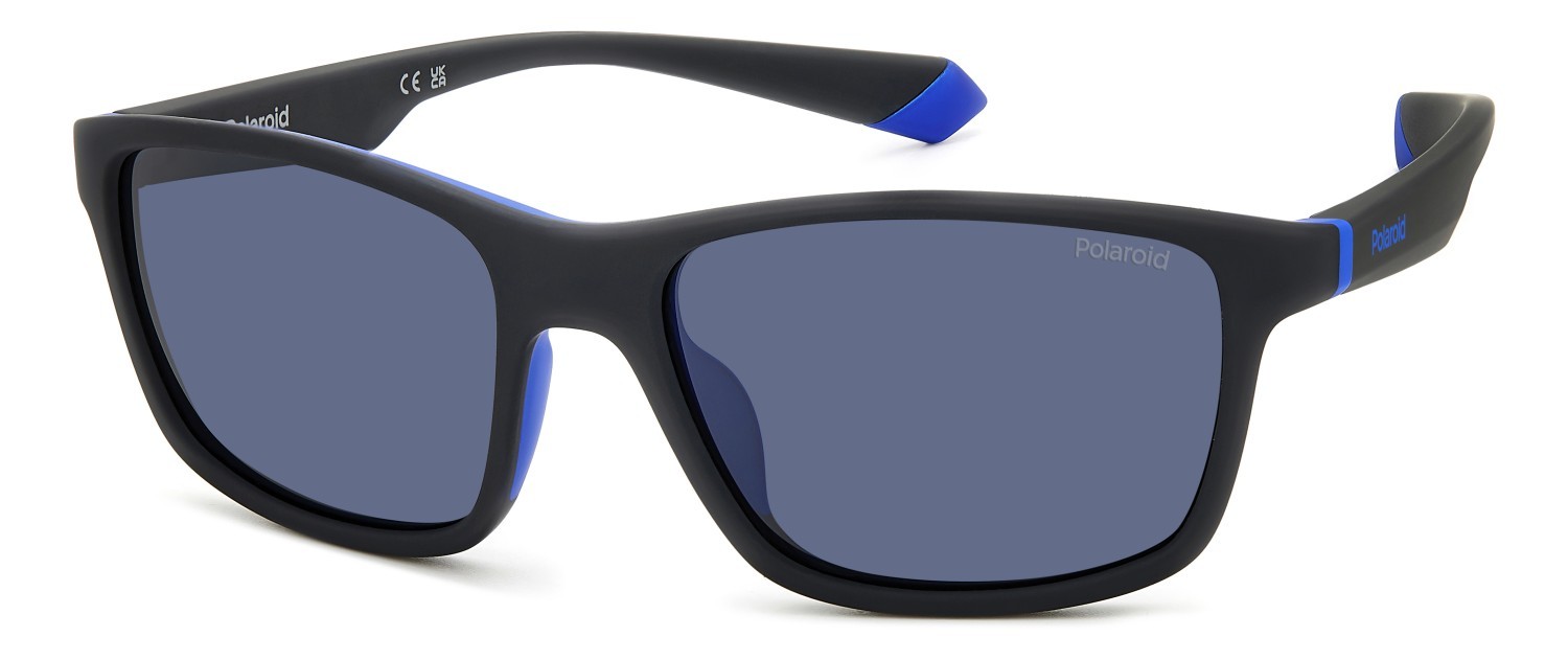 Sunglasses Polaroid Pld 2153/S 206701 (0VK C3) color matte black blue shape rectangle lenses blue polarized