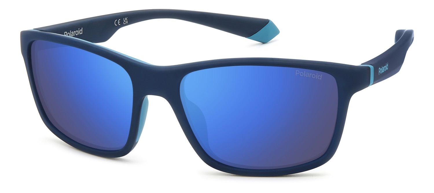 Sunglasses Polaroid Pld 2153/S 206701 (FLL 5X) color matte blue shape rectangle lenses blue mirror polarized