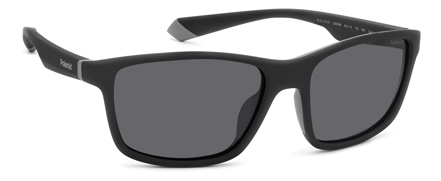 Sunglasses Polaroid Pld 2153/S 206701 (O6W M9) color matte black grey shape rectangle lenses grey polarized