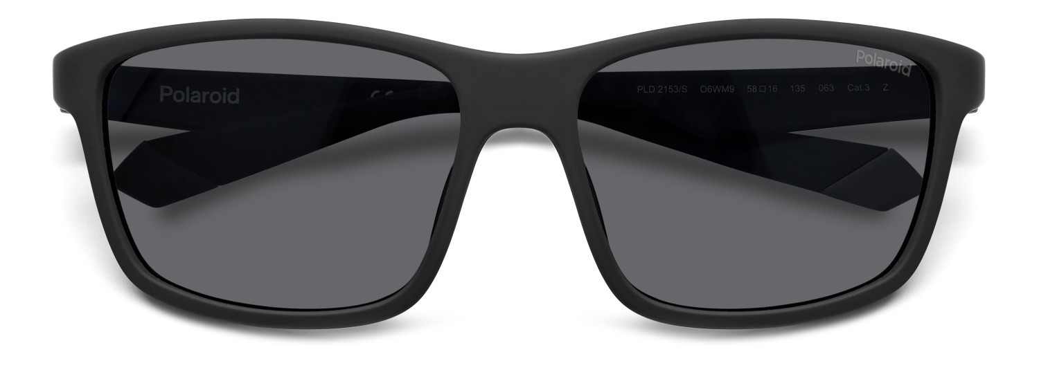 Sunglasses Polaroid Pld 2153/S 206701 (O6W M9) color matte black grey shape rectangle lenses grey polarized