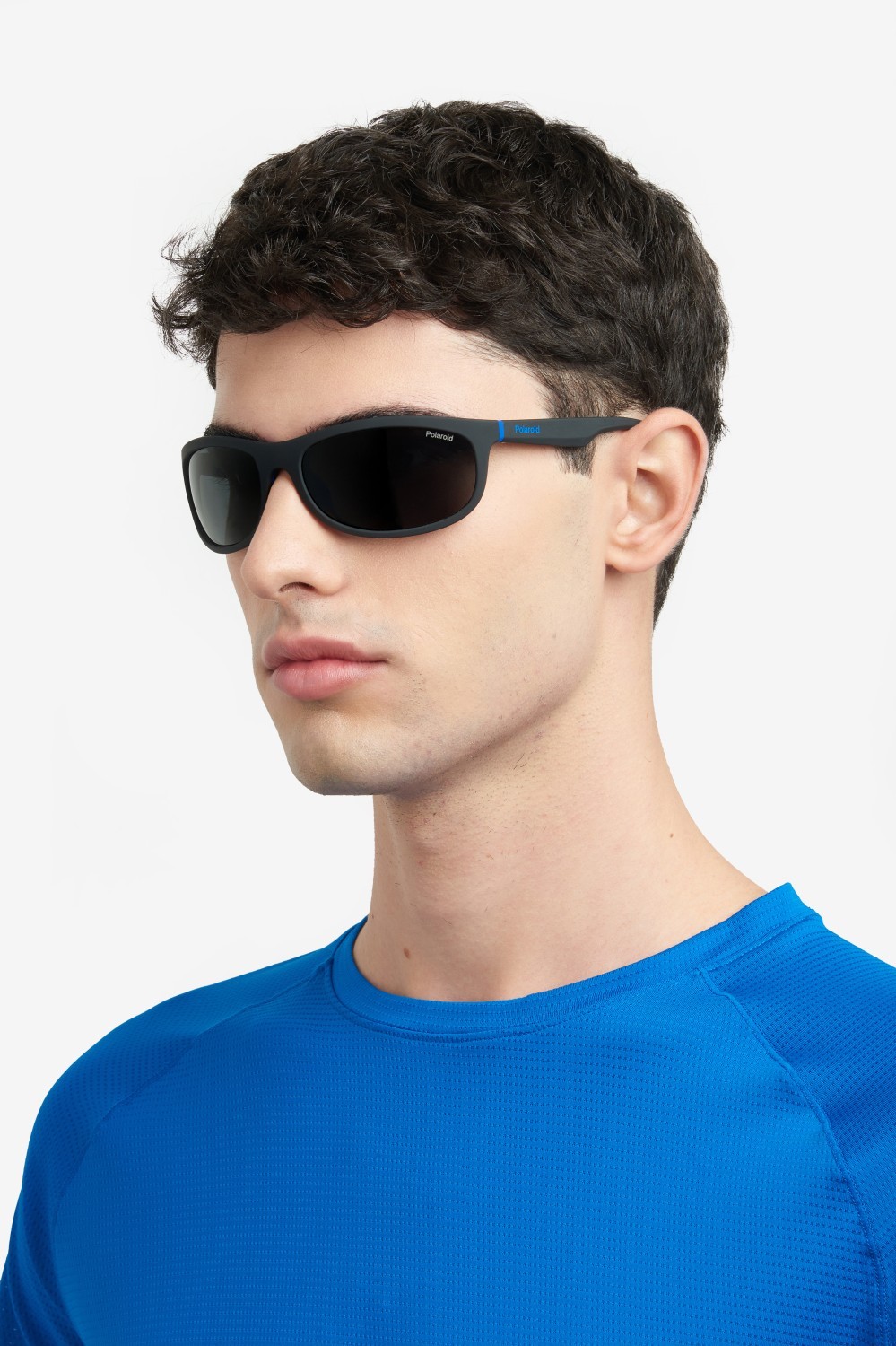 Sunglasses Polaroid Pld 2154/S 206702 (0VK C3) color matte black blue shape rectangle lenses blue polarized