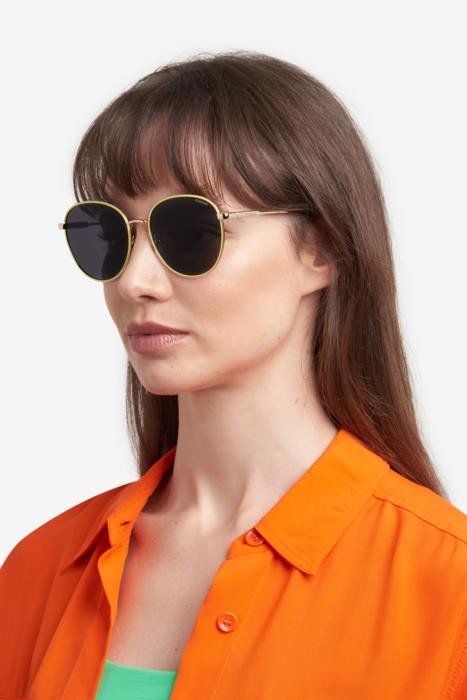 Sonnenbrillen Polaroid Pld 6215/S 206705 (DYG M9) farbe gold yellow form pantos gläser grey polarized