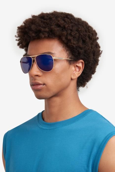 Sonnenbrillen Polaroid Pld 2160/G 206715 (J5G 5X) farbe gold form aviator gläser blue mirror polarized