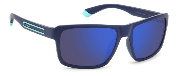 Sunglasses Polaroid Pld 2158/S 206732 (FLL 5X) color matte blue shape rectangle lenses blue mirror polarized