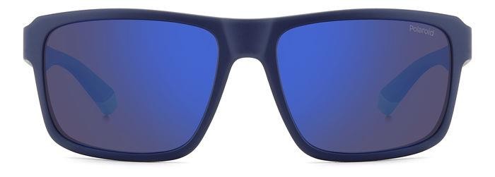 Sunglasses Polaroid Pld 2158/S 206732 (FLL 5X) color matte blue shape rectangle lenses blue mirror polarized