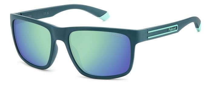 Sonnenbrillen Polaroid Pld 2157/S 206735 (PYW 5Z) farbe matte teal form rechteckig gläser grey green mirror polarized