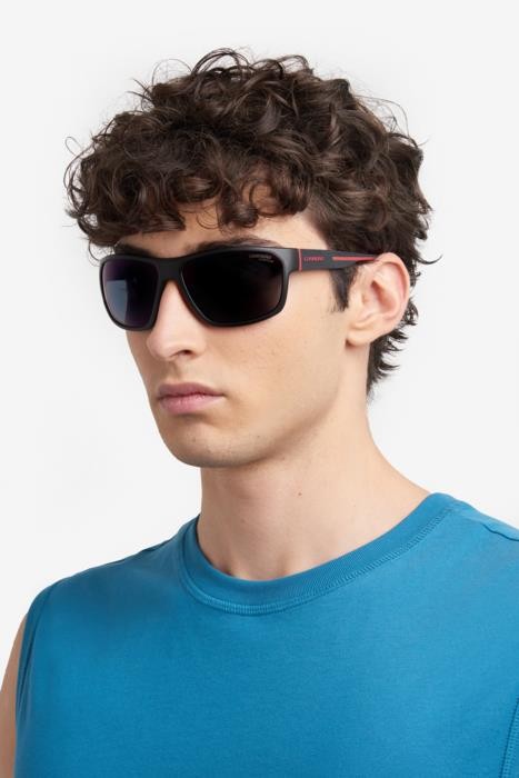 Sonnenbrillen Carrera 4018/S 206757 (BLX Q3) farbe matte black red form rechteckig gläser greengrey sp pz hight contrast