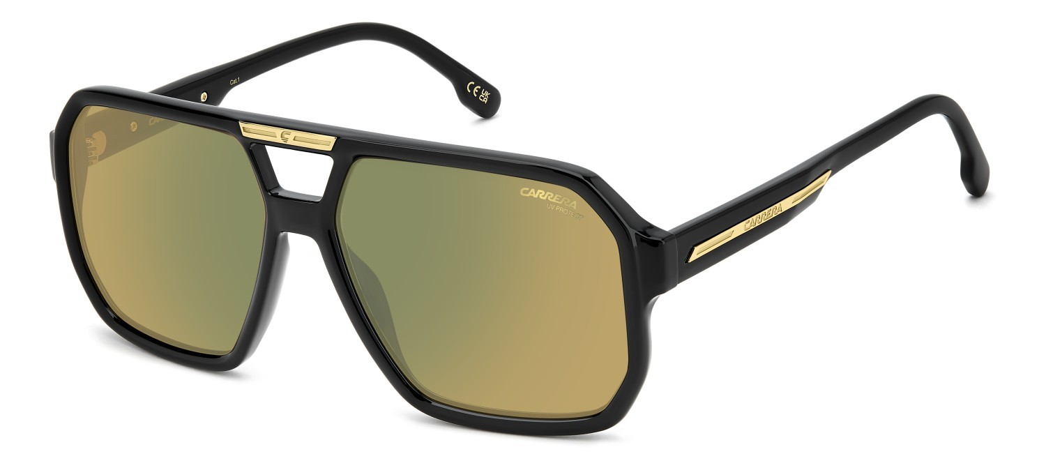 Sunglasses Carrera Victory C 01/S 206759 71C MJ color black yellow shape square lenses yellow green mirror