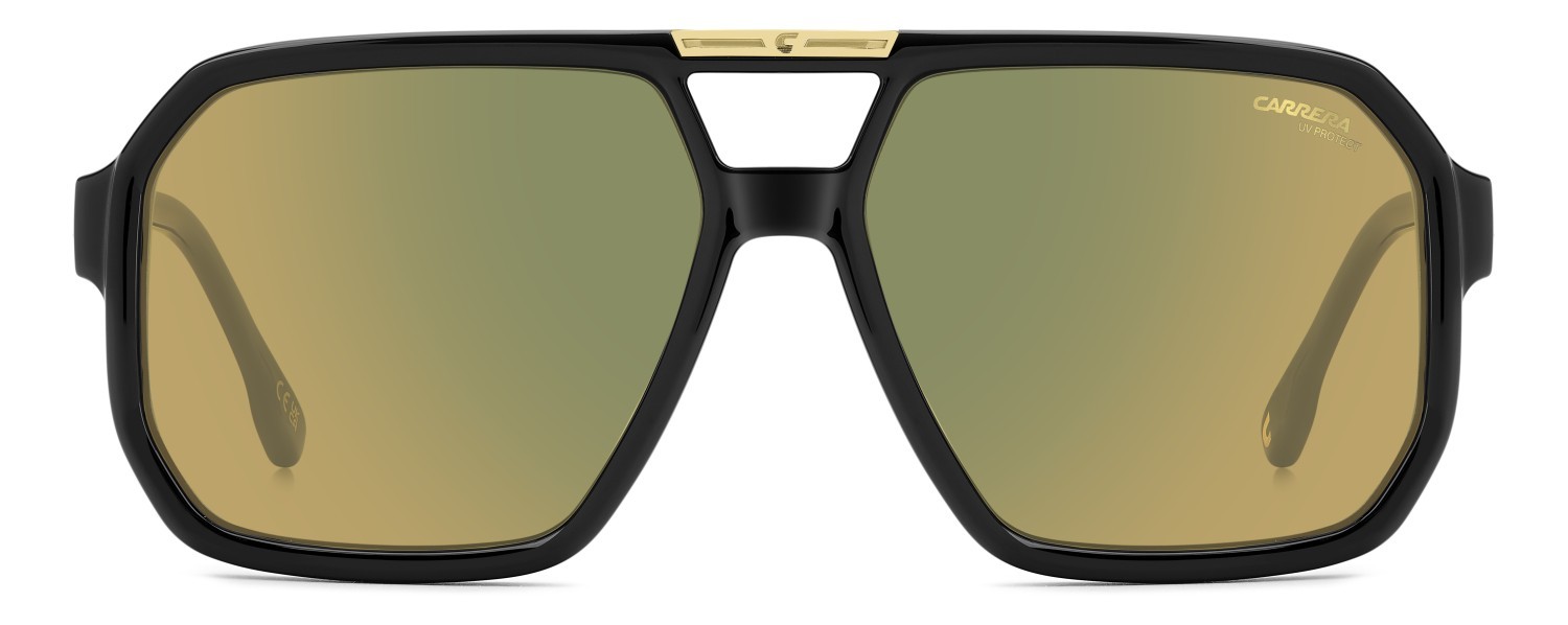 Sunglasses Carrera Victory C 01/S 206759 71C MJ color black yellow shape square lenses yellow green mirror