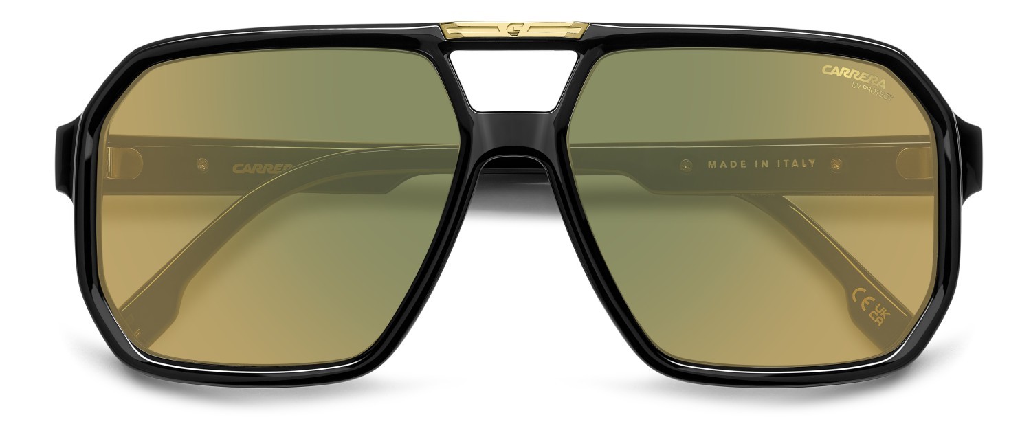 Sunglasses Carrera Victory C 01/S 206759 71C MJ color black yellow shape square lenses yellow green mirror