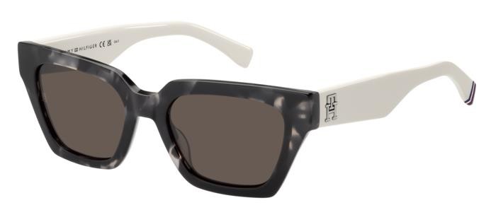 Sunglasses Tommy Hilfiger Th 2101/S 206772 (TCB 70) color black white havana shape cat eye lenses brown