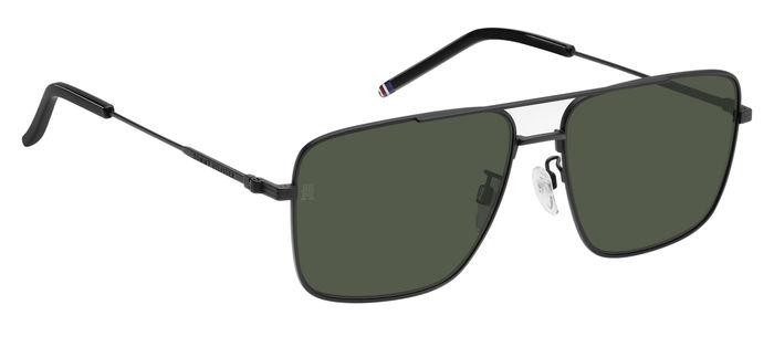 Sunglasses Tommy Hilfiger Th 2110/S 206773 (003 QT) color matte black shape navigator lenses green