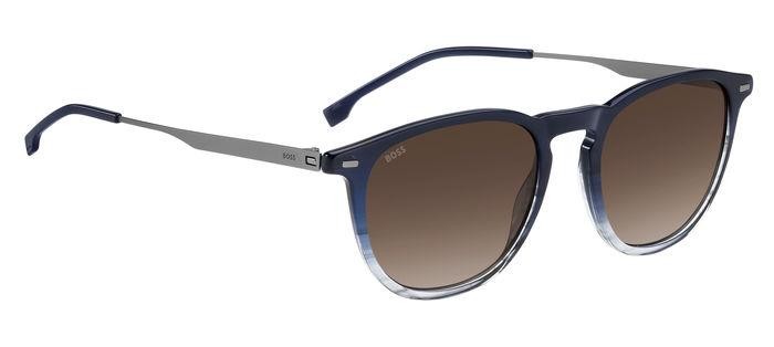Sonnenbrillen Hugo Boss 1639/S 206804 (QEU HA) farbe blue horn ruthenium form pantos gläser brown shaded