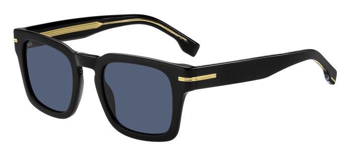 Occhiali da sole Hugo Boss 1625/S 206809 (807 KU) colore black forma rettangolare lenti blue