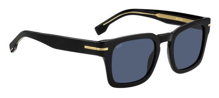 Occhiali da sole Hugo Boss 1625/S 206809 (807 KU) colore black forma rettangolare lenti blue