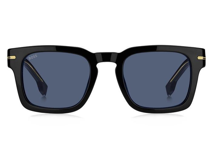 Occhiali da sole Hugo Boss 1625/S 206809 (807 KU) colore black forma rettangolare lenti blue