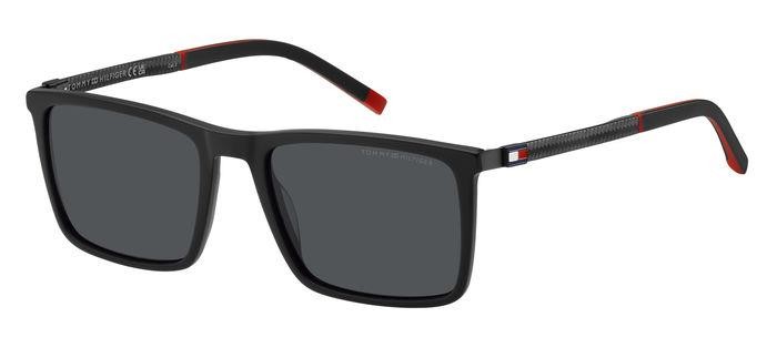 Sunglasses Tommy Hilfiger Th 2077/S 206818 (003 IR) color matte black shape rectangle lenses grey