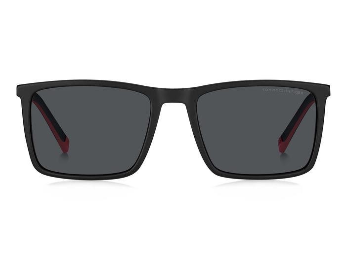 Sunglasses Tommy Hilfiger Th 2077/S 206818 (003 IR) color matte black shape rectangle lenses grey