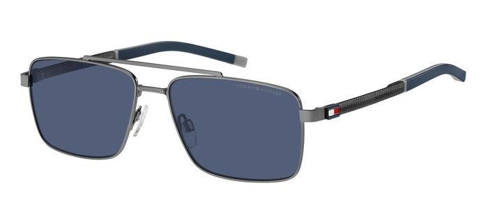 Sunglasses Tommy Hilfiger Th 2078/S 206821 (R80 KU) color matte dark ruthenium shape navigator lenses blue