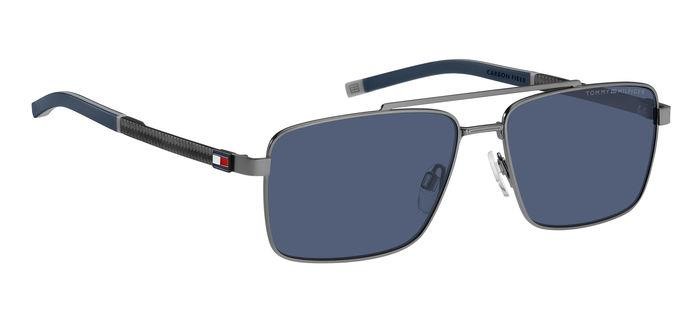 Sunglasses Tommy Hilfiger Th 2078/S 206821 (R80 KU) color matte dark ruthenium shape navigator lenses blue