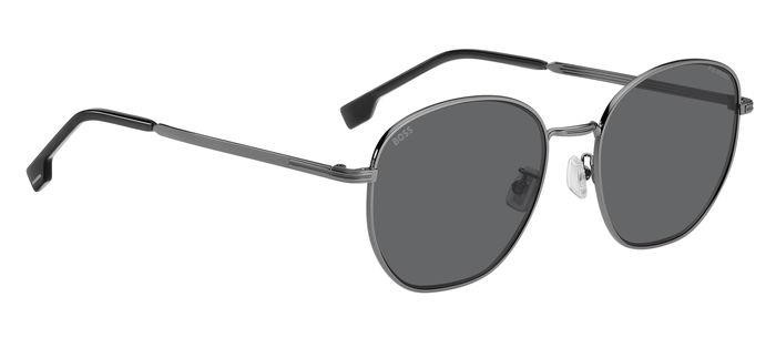 Occhiali da sole Hugo Boss 1671/F 206838 (KJ1 M9) colore dark ruthenium forma pantos lenti grey polarized