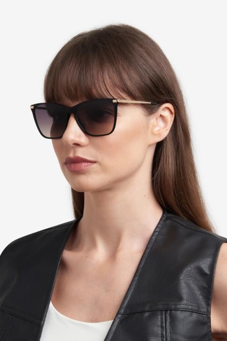 Sonnenbrillen Hugo Boss 1661/S 206845 (2M2 PR) farbe black gold form quadratisch gläser grey brown doubleshade