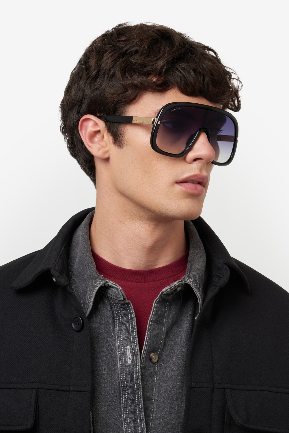 Occhiali da sole Dsquared2 D2 0119/S 206880 807 08 colore black forma mask lenti dk blue shaded