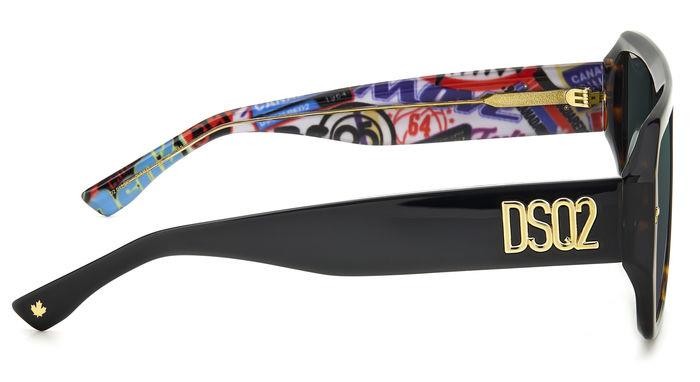 Sonnenbrillen Dsquared2 D2 0128/S 206883 (2VM MT) farbe havana pattern form quadratisch gläser green mirror