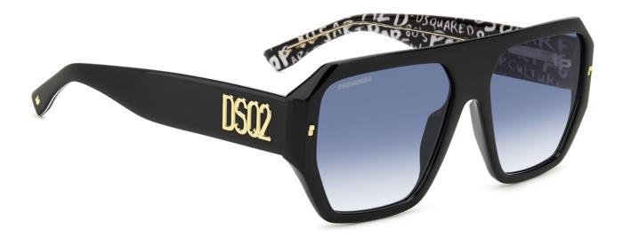 Occhiali da sole Dsquared2 D2 0128/S 206883 (TAY 08) colore black pattern white forma quadrato lenti dk blue shaded