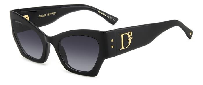 Sonnenbrillen Dsquared2 D2 0132/S 206885 (807 9O) farbe black form cat-eye gläser dark grey shaded