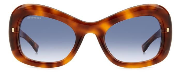 Sonnenbrillen Dsquared2 D2 0137/S 206888 (XNZ 08) farbe beige havana form schmetterling gläser dk blue shaded