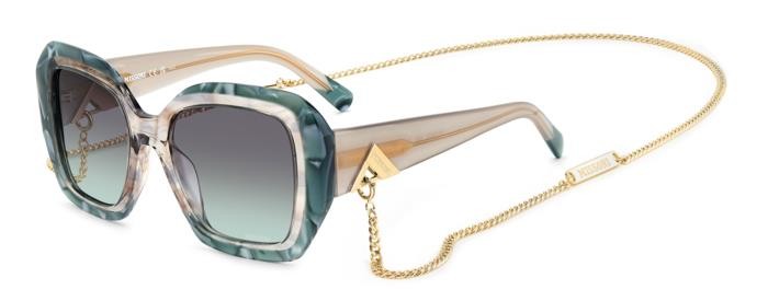 Occhiali da sole Missoni Mis 0168/G 206901 (YQ3 IB) colore green striped beige forma quadrato lenti grey green