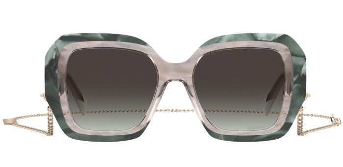 Occhiali da sole Missoni Mis 0168/G 206901 (YQ3 IB) colore green striped beige forma quadrato lenti grey green