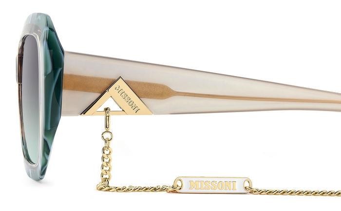 Occhiali da sole Missoni Mis 0168/G 206901 (YQ3 IB) colore green striped beige forma quadrato lenti grey green