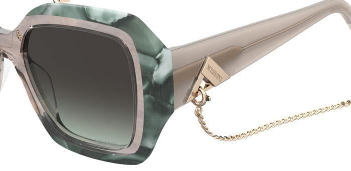 Occhiali da sole Missoni Mis 0168/G 206901 (YQ3 IB) colore green striped beige forma quadrato lenti grey green
