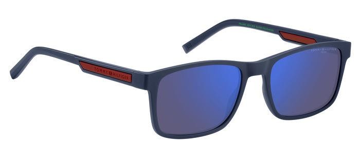 Sonnenbrillen Tommy Hilfiger Th 2089/S 206920 (FLL VI) farbe matte blue form rechteckig gläser blue multilayer high contrast