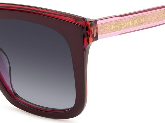 Sonnenbrillen Carolina Herrera Her 0249/G 206931 (0T5 9O) farbe burgundy pink form rechteckig gläser dark grey shaded