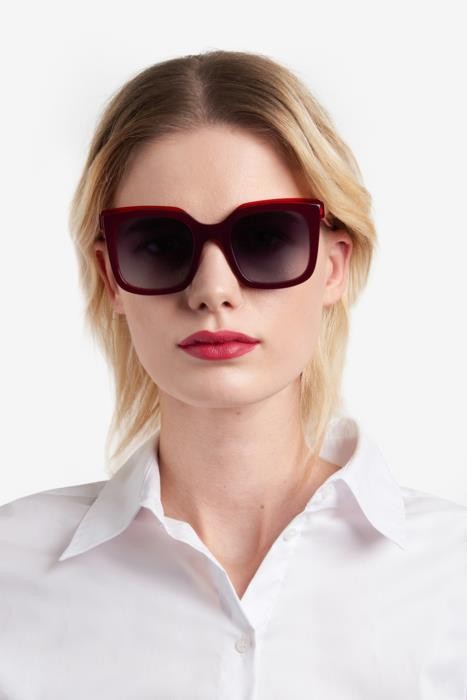 Sonnenbrillen Carolina Herrera Her 0249/G 206931 (0T5 9O) farbe burgundy pink form rechteckig gläser dark grey shaded
