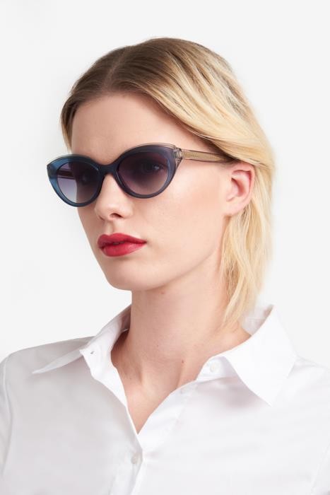 Sonnenbrillen Carolina Herrera Her 0250/S 206932 (XW0 GB) farbe blue grey form cat-eye gläser grey azure