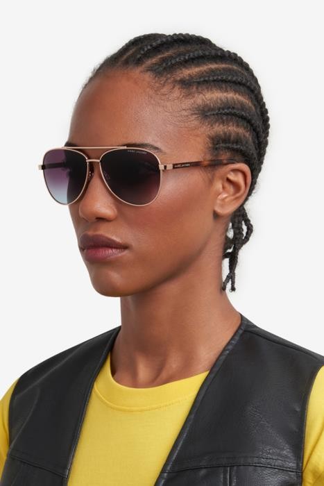 Sonnenbrillen Marc Jacobs 760/S 206956 (06J 98) farbe gold havana form aviator gläser brown teal