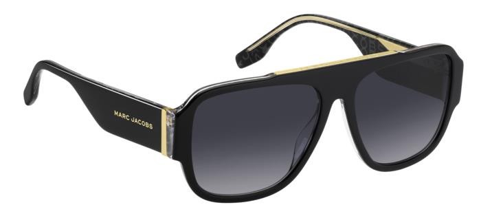 Occhiali da sole Marc Jacobs 756/S 206958 (1EI 9O) colore black pattern grey forma quadrato lenti dark grey shaded