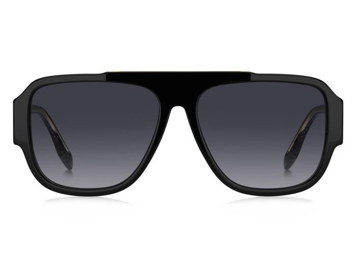Occhiali da sole Marc Jacobs 756/S 206958 (1EI 9O) colore black pattern grey forma quadrato lenti dark grey shaded