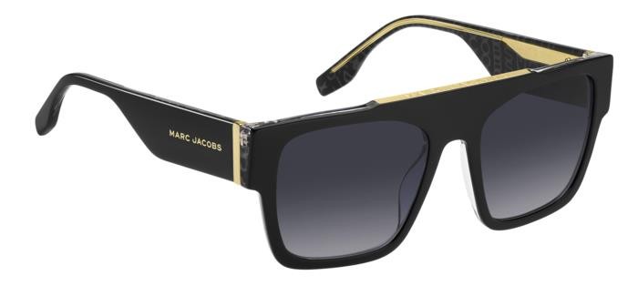 Occhiali da sole Marc Jacobs 757/S 206959 (1EI 9O) colore black pattern grey forma quadrato lenti dark grey shaded
