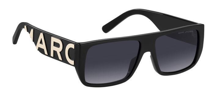 Occhiali da sole Marc Jacobs Logo 096/S 206963 (80S 9O) colore black white forma quadrato lenti dark grey shaded