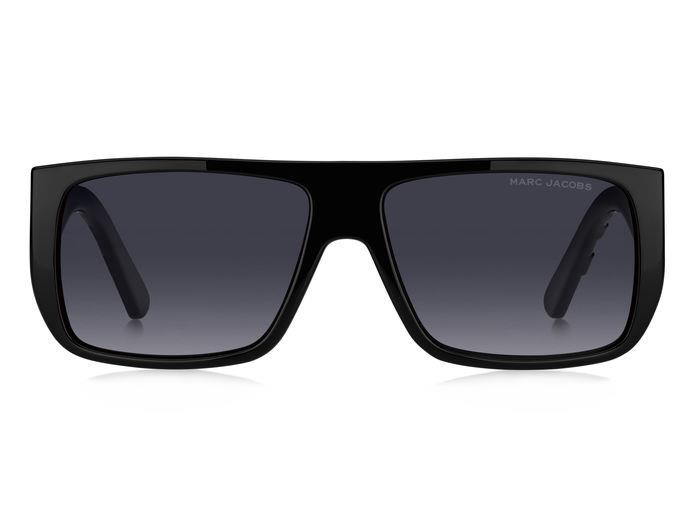 Occhiali da sole Marc Jacobs Logo 096/S 206963 (80S 9O) colore black white forma quadrato lenti dark grey shaded